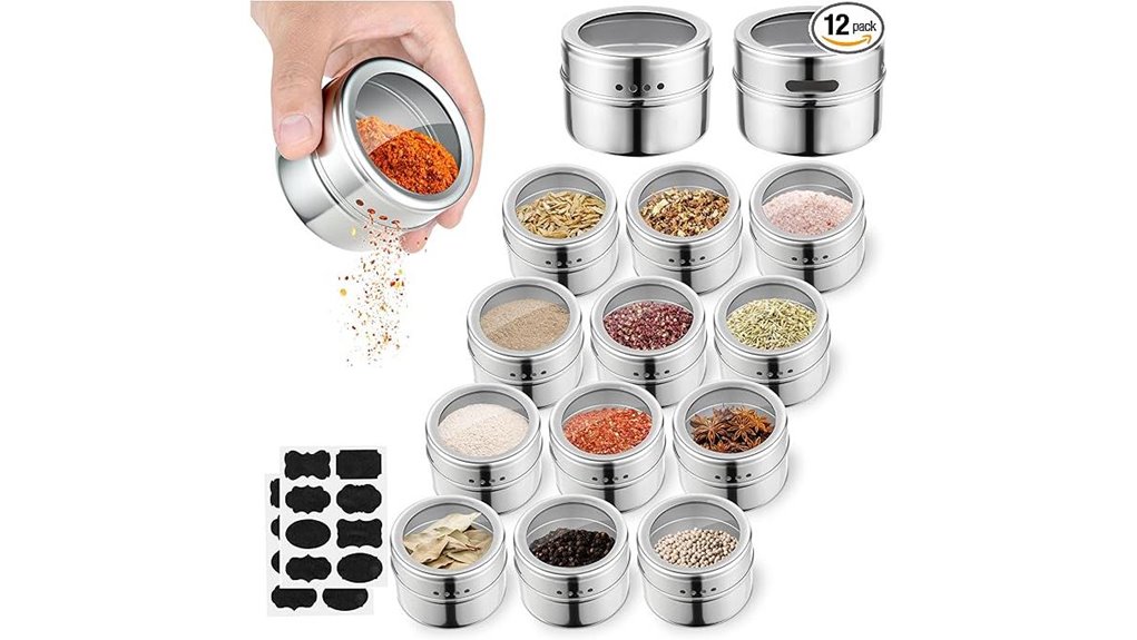 magnetic stainless steel spice jars