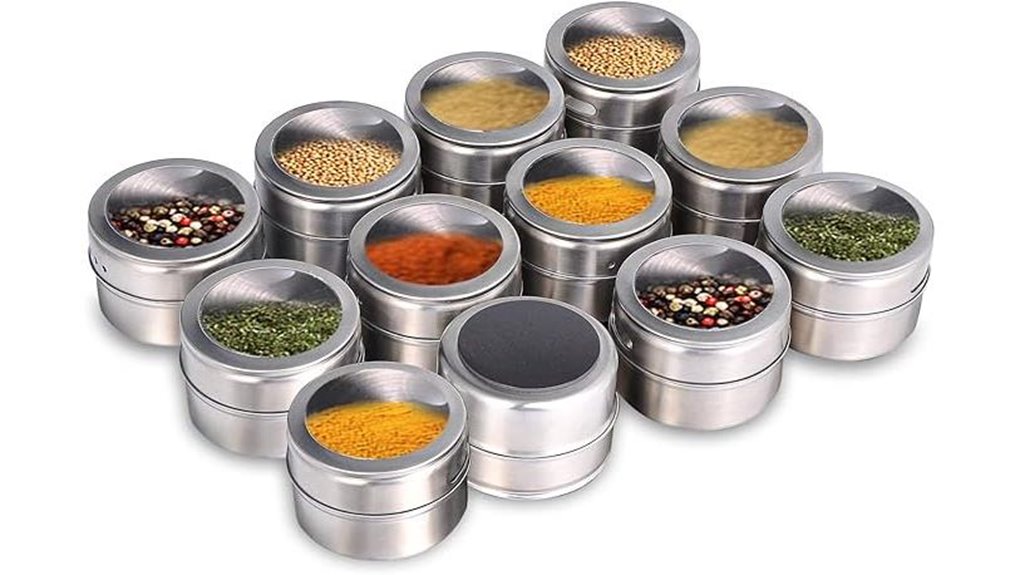 magnetic stainless steel spice jars