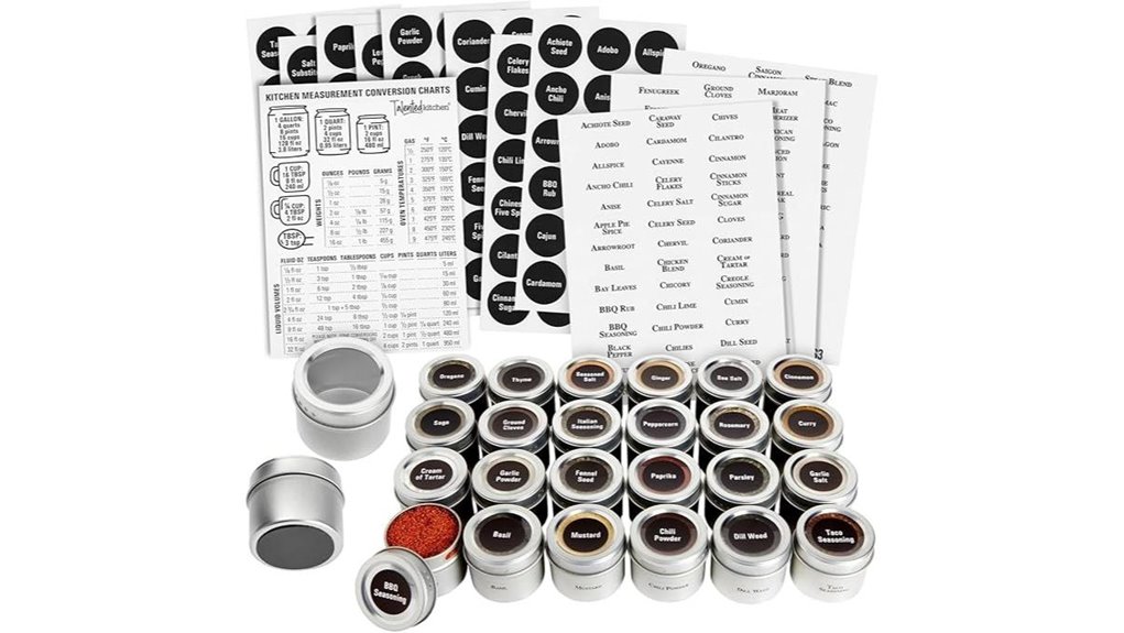 magnetic stainless steel spice jars