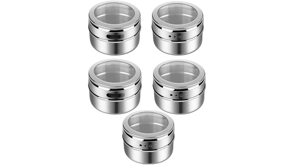 magnetic stainless steel spice tins