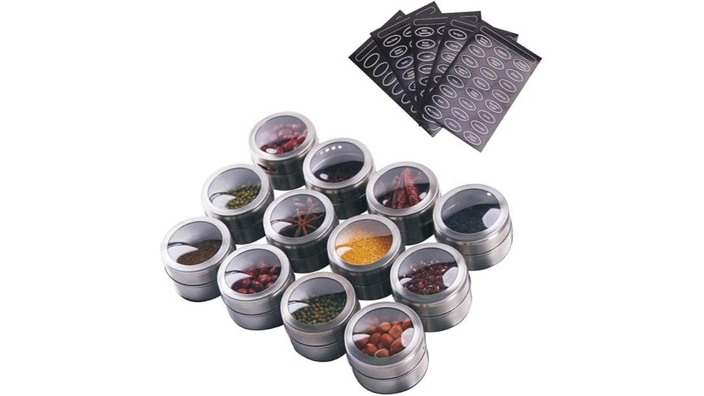 magnetic stainless steel spice tins