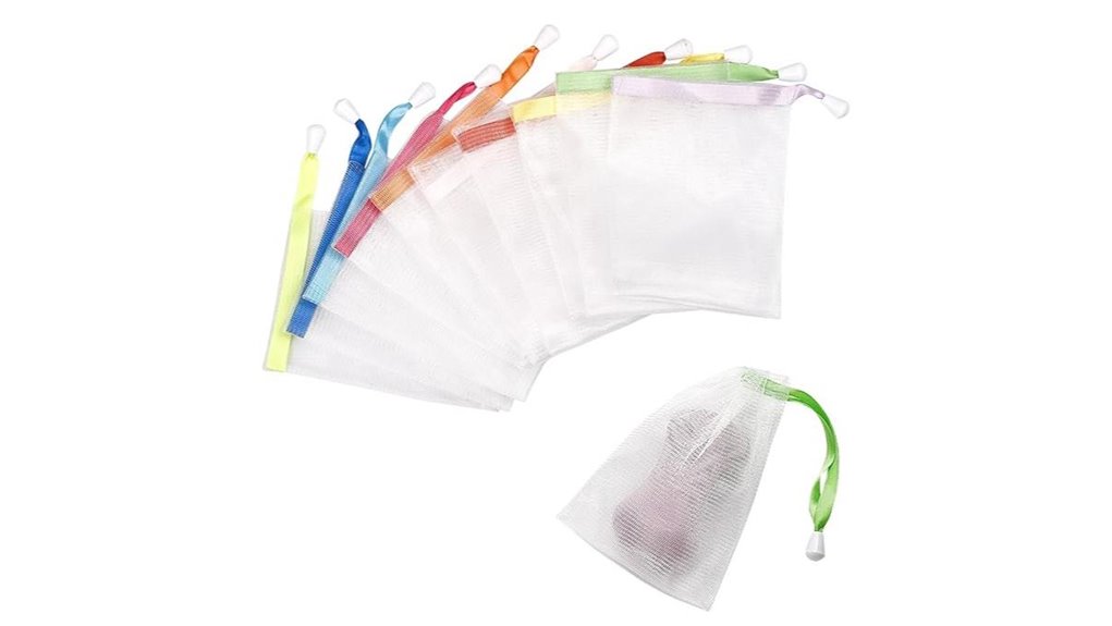 mesh drawstring exfoliating soap bags