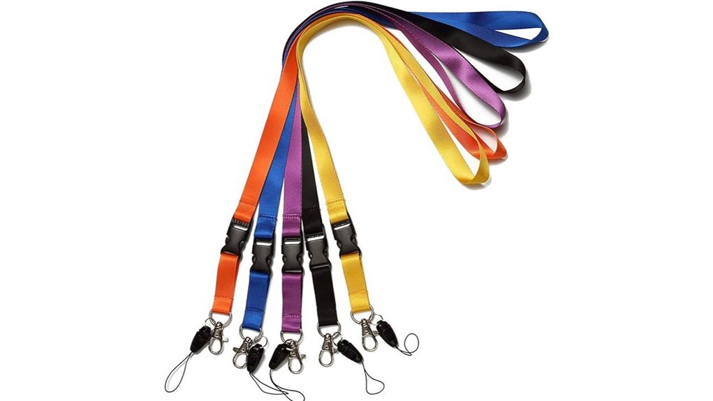 multicolor 5 pack detachable nylon lanyards
