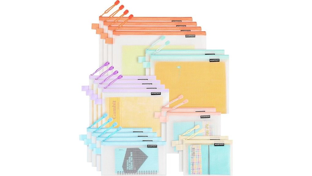 multicolor eva frosted mesh pouches