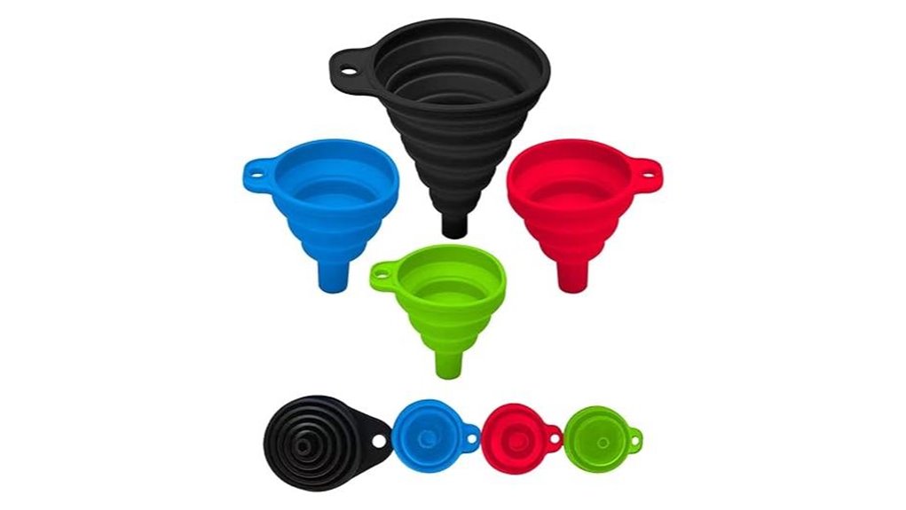 multicolor silicone collapsible funnels