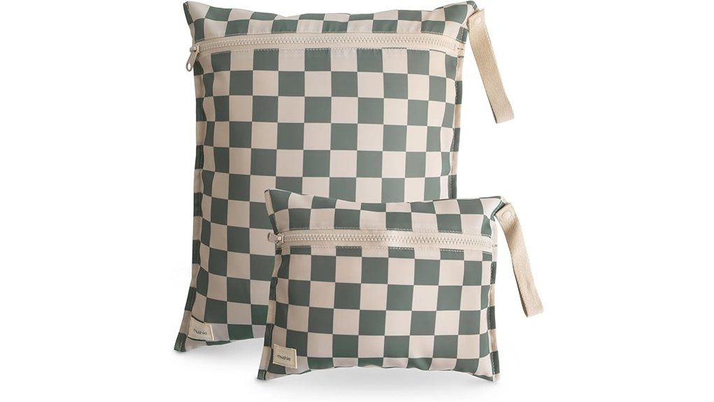 mushie olive check wetbag