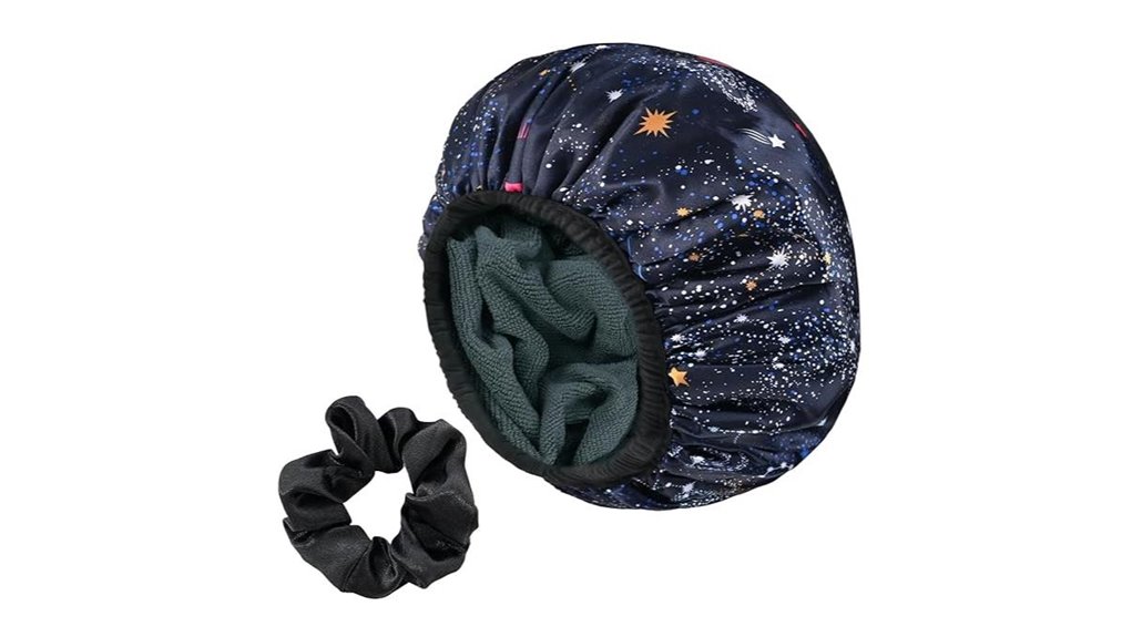 navy satin waterproof shower cap