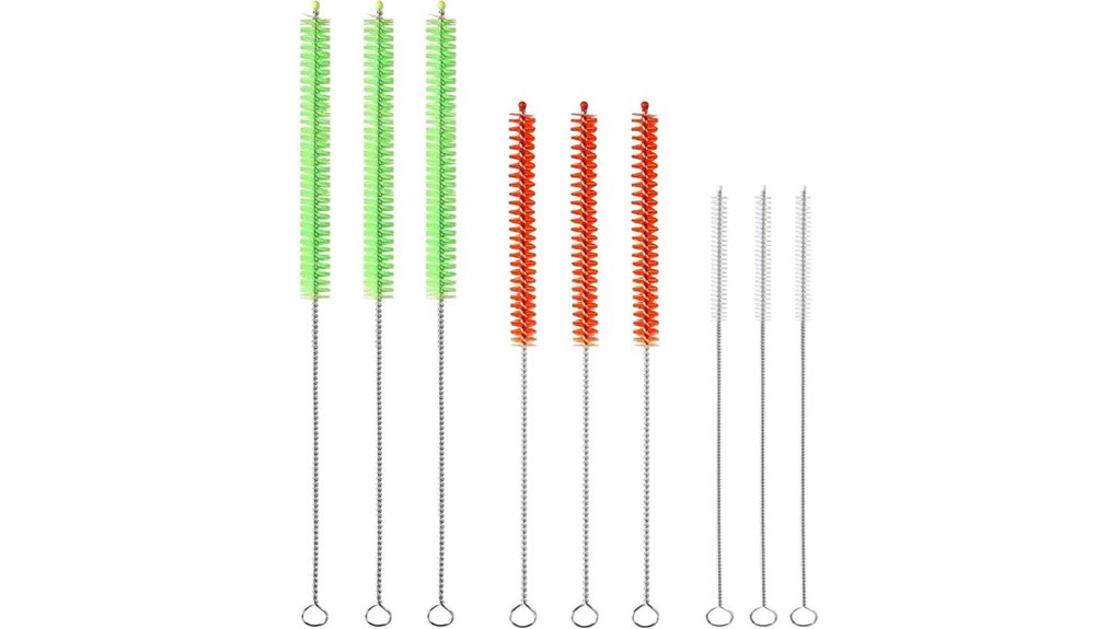 nine piece reusable colored straw brushes