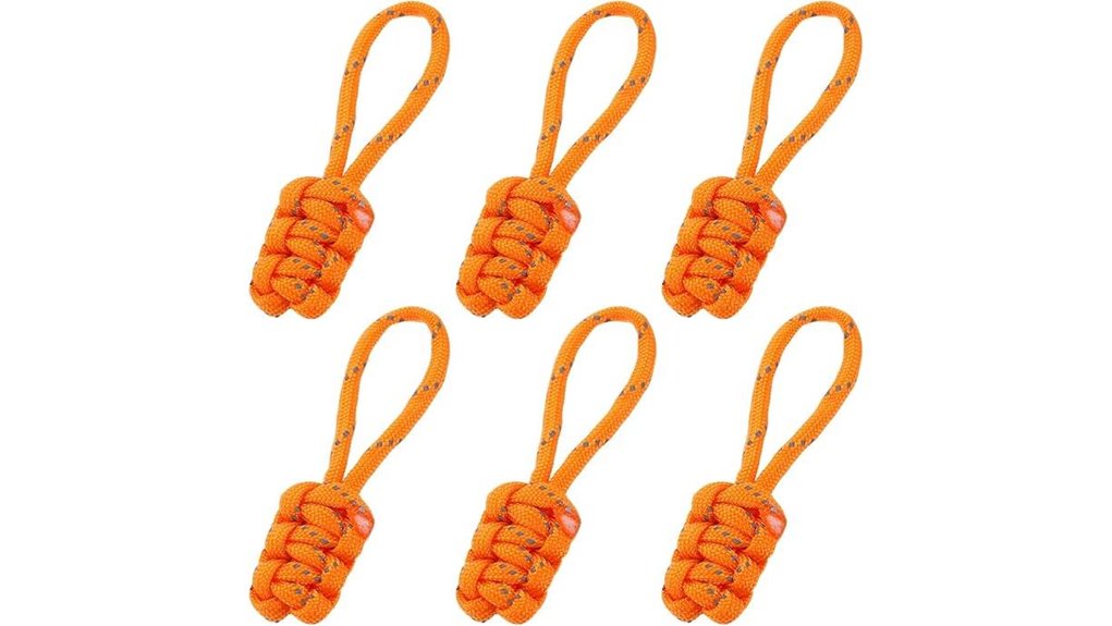 orange reflective paracord zipper pulls