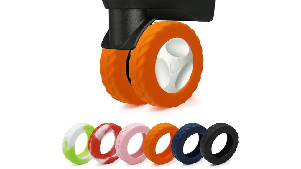 orange suitcase wheel protection covers