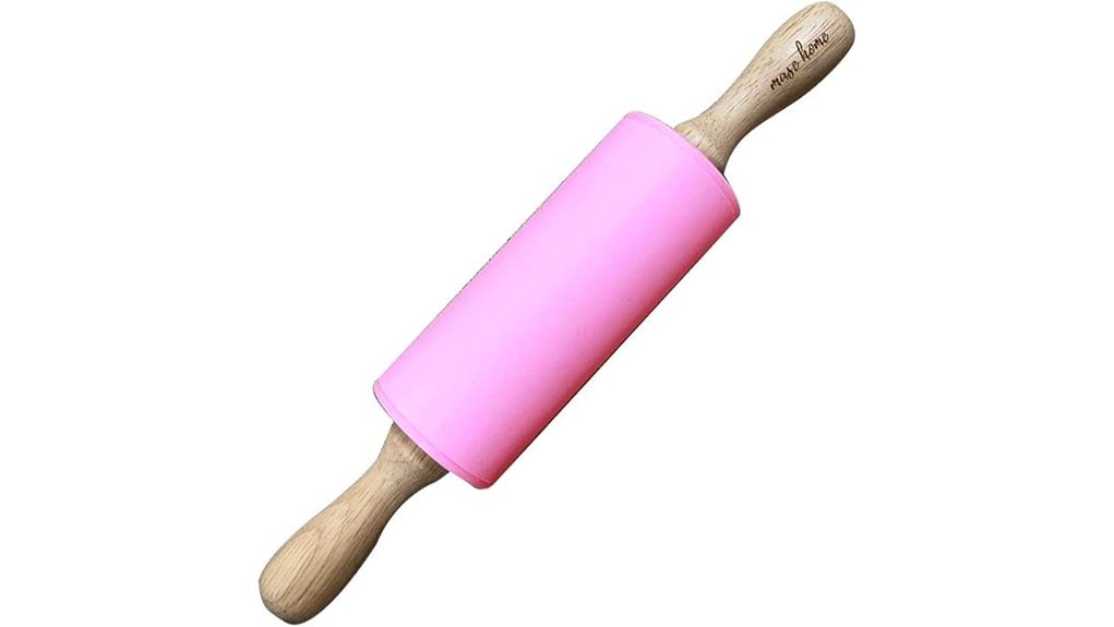 pink 9 inch kids silicone rolling pin