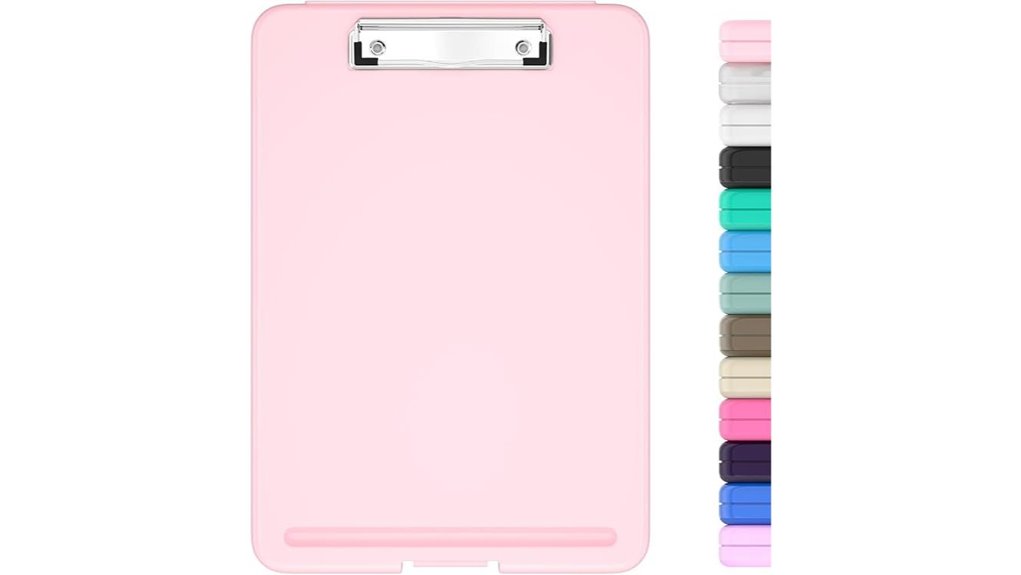 pink foldable clipboard with pocket