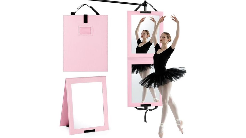 pink foldable full length travel mirror
