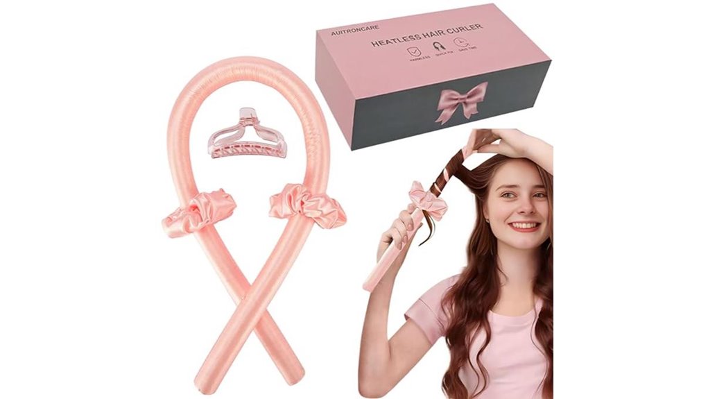 pink heatless silk headband curlers