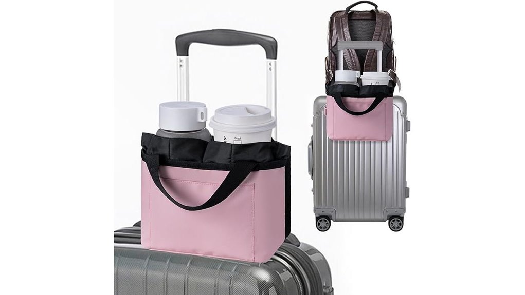 pink luggage stroller cup holder