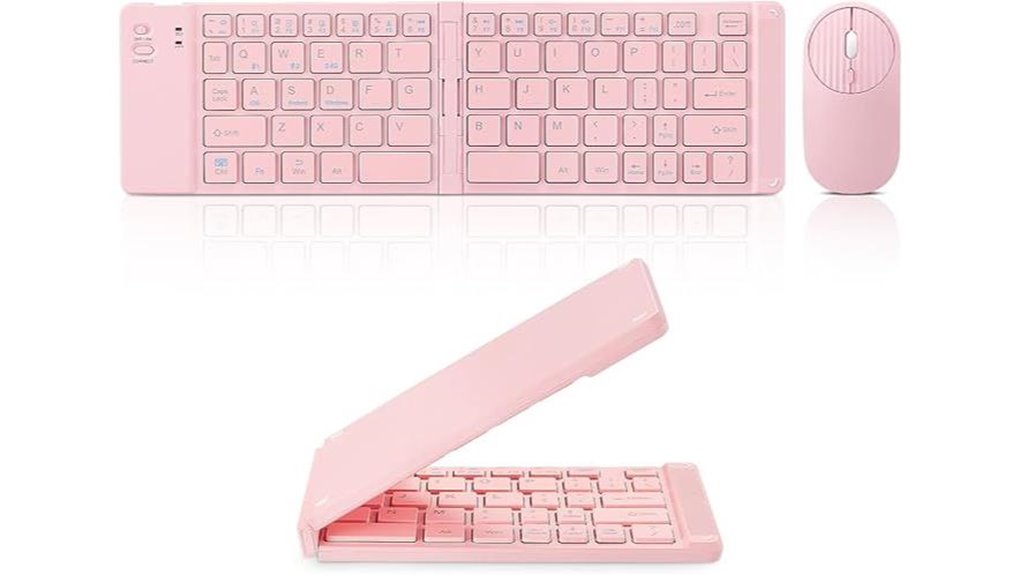 pink mini foldable bluetooth combo