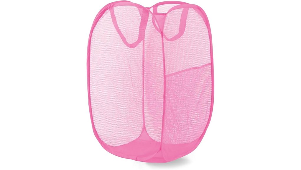 pink pop up collapsible laundry hamper