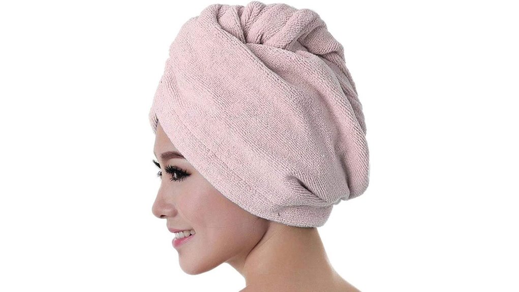 pink quick dry microfiber shower cap