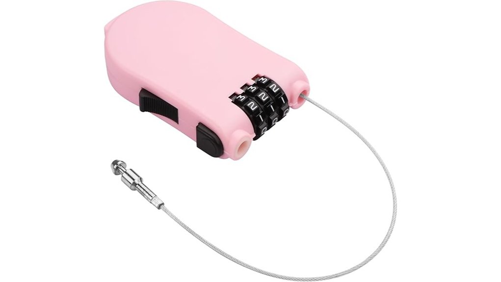 pink retractable cable lock