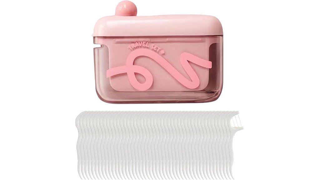 pink travel floss picks