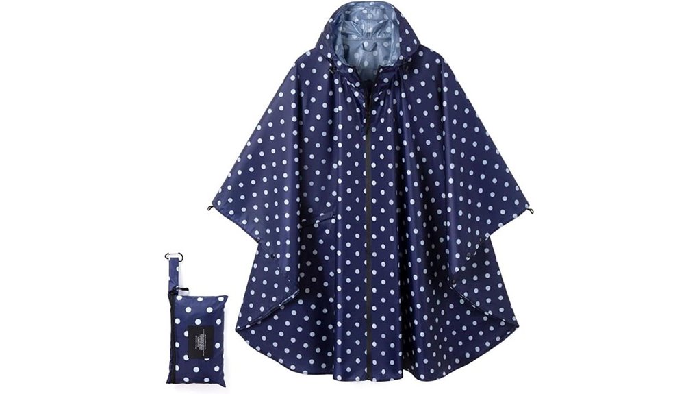 pocketed hooded rain poncho