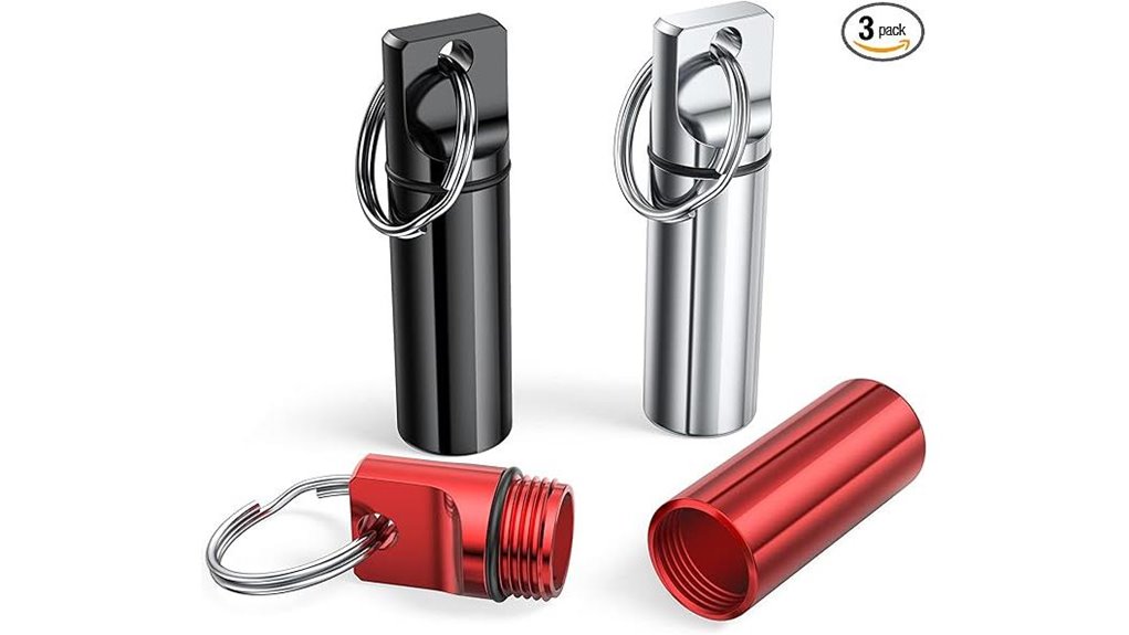 portable aluminum pillbox keychain pack