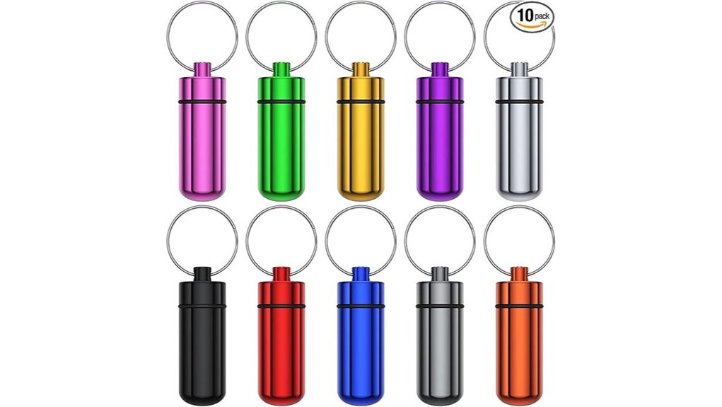 portable aluminum waterproof pillcase keychain