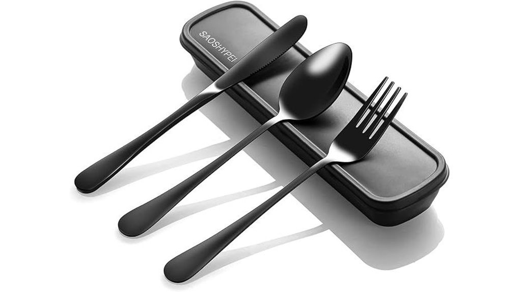 portable black four piece utensils