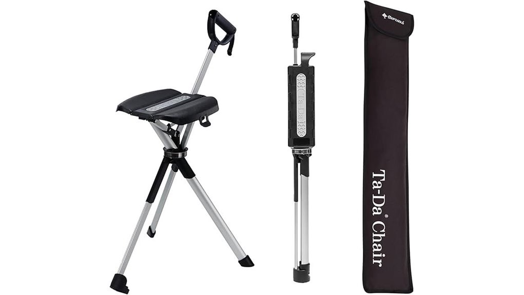 portable folding cane chair device