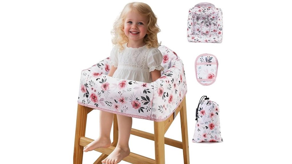 portable pink floral highchair cover