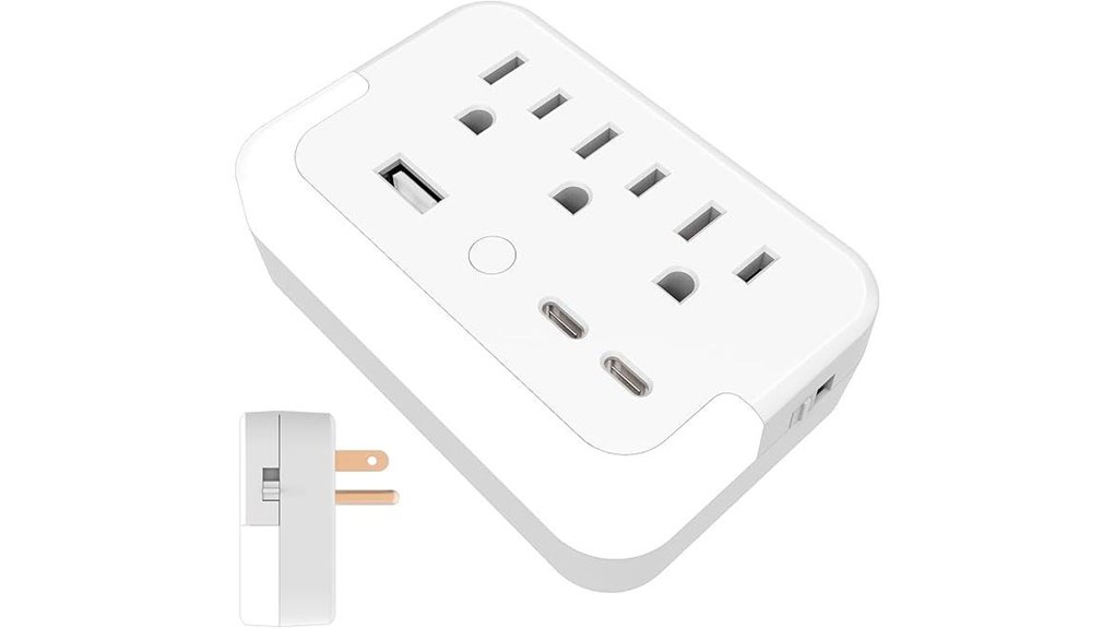 portable three outlet usb extender