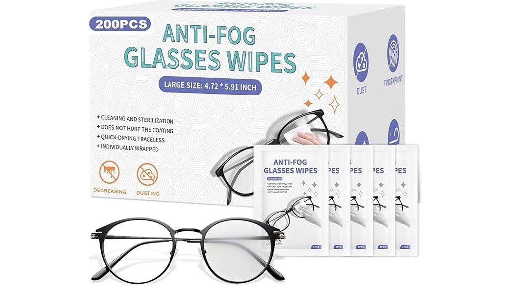 pre moistened anti fog lens wipes