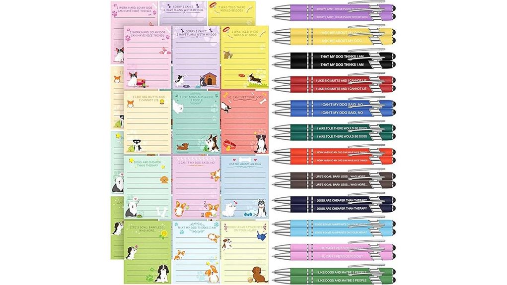 puppy sticky notes with pen