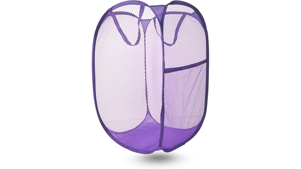 purple collapsible mesh laundry hamper