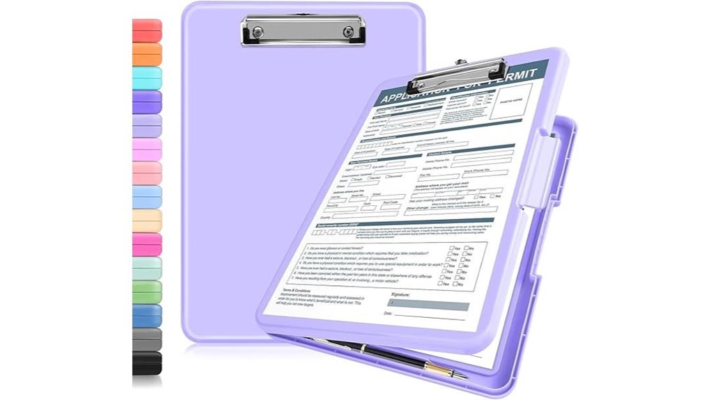 purple foldable clipboard with pen