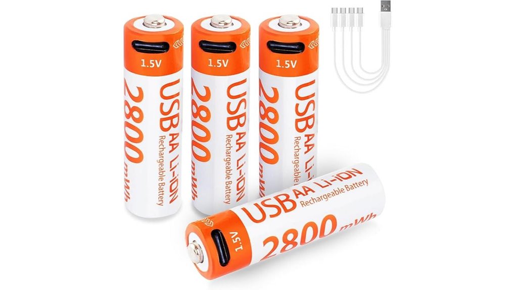 rechargeable aa 2800mwh lithium batteries