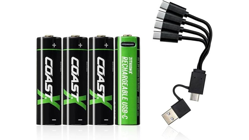 rechargeable usb c aa batteries