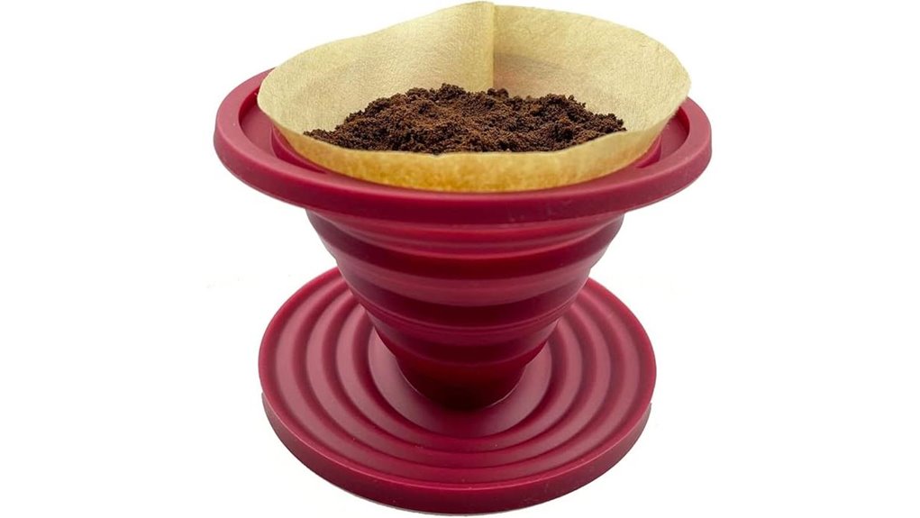 red collapsible silicone coffee dripper