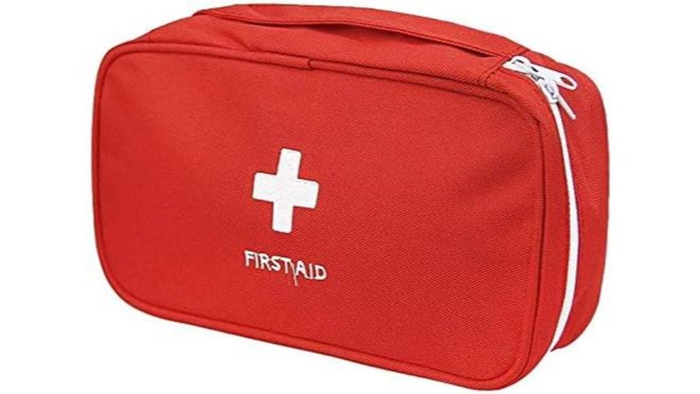 red empty first aid pouch