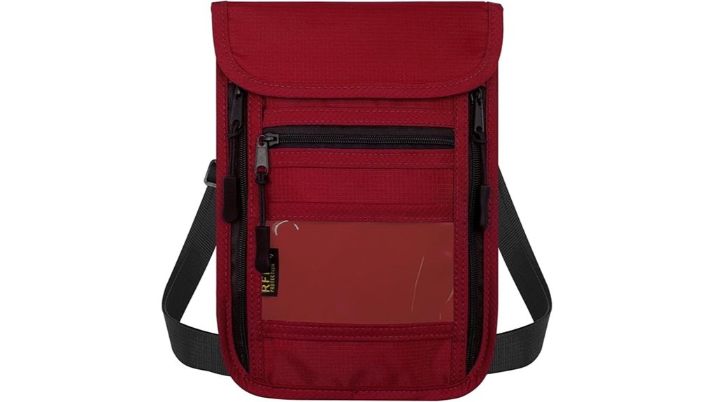 red rfid travel neckwallet