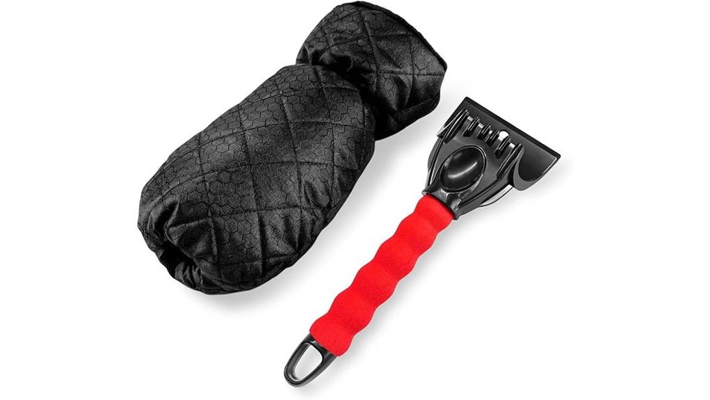 red thermal waterproof glove scraper