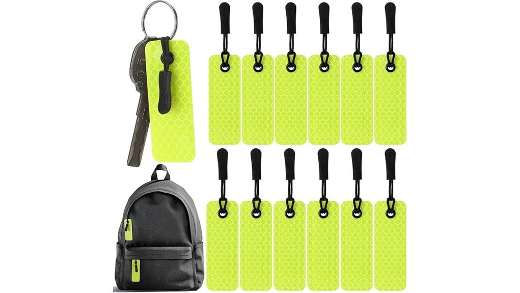 reflective zipper keychain tags