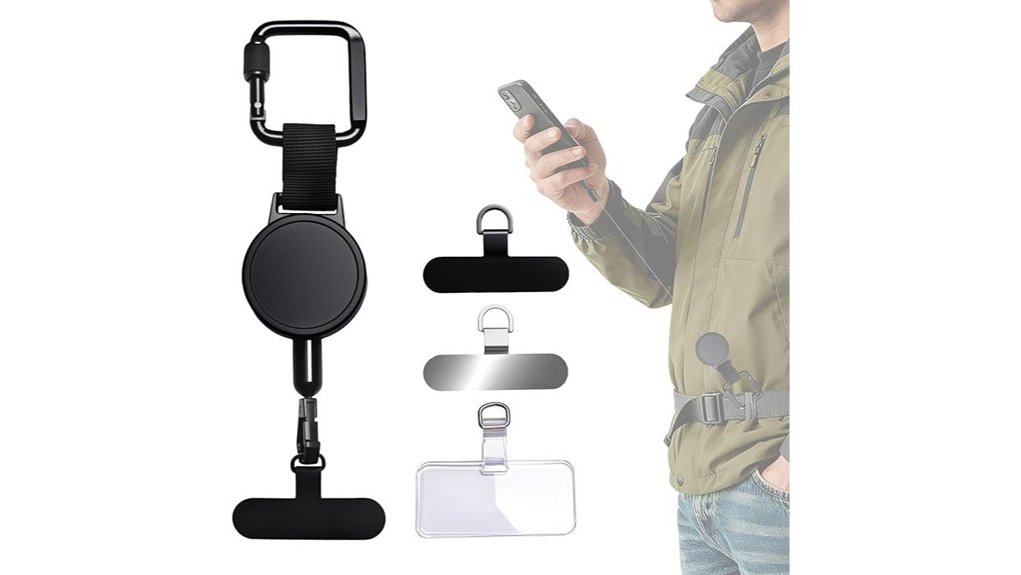 retractable locking carabiner phone tether