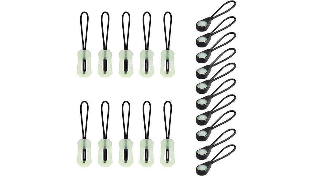 self luminous glow zipper pulls