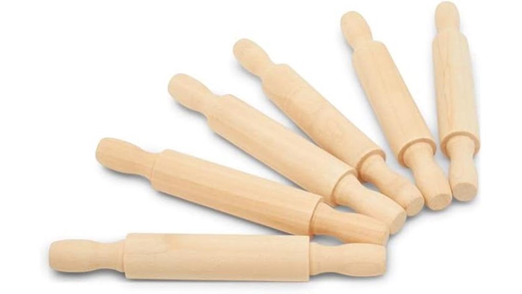 set of six wooden mini rolling pins