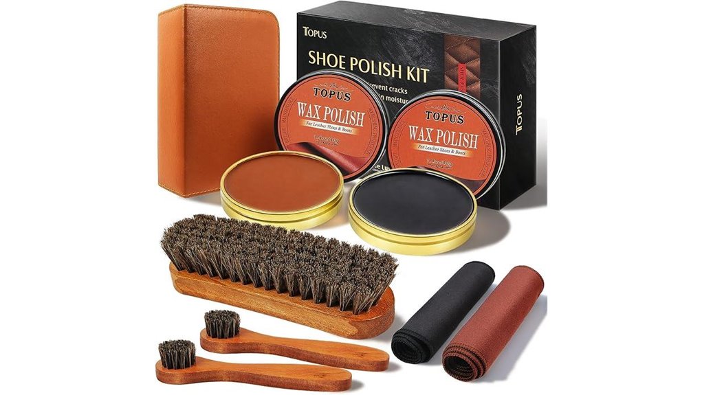 shoe polishing kit with brushes