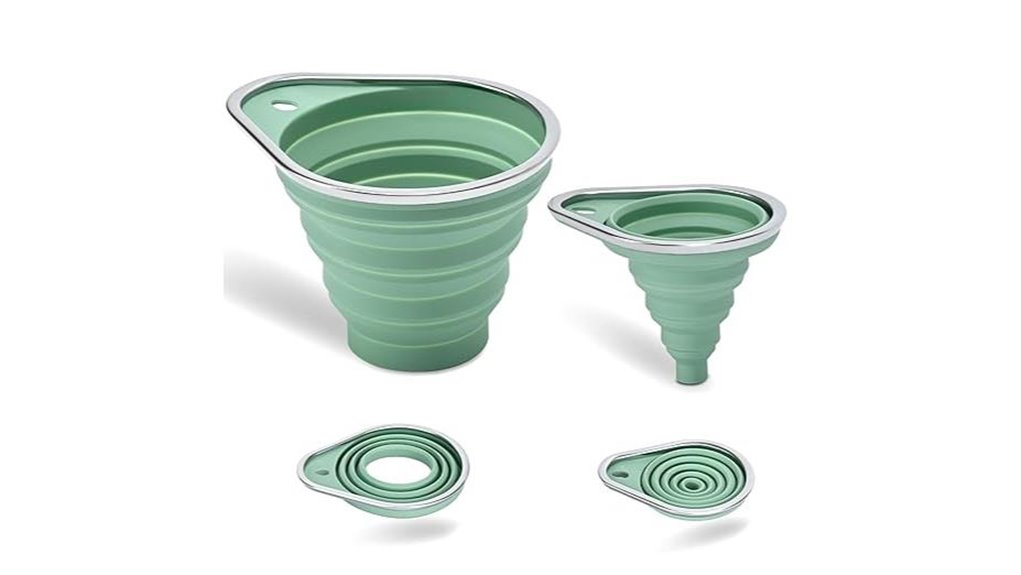 silicone collapsible funnels with stainless steel