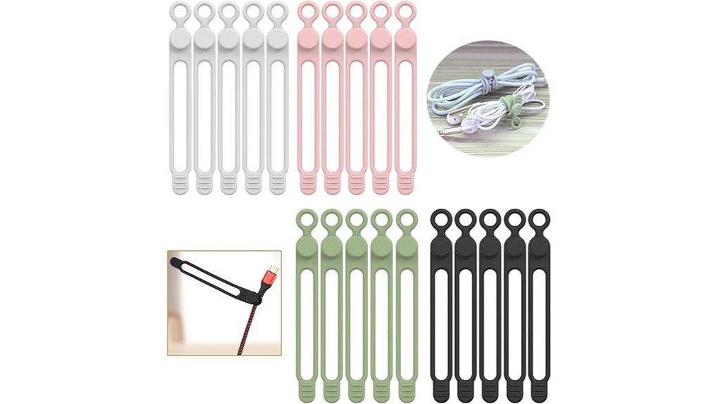 silicone reusable colored cable ties