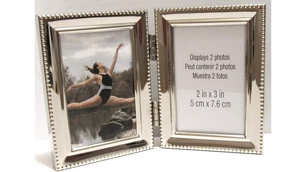silver hinged double folding picture