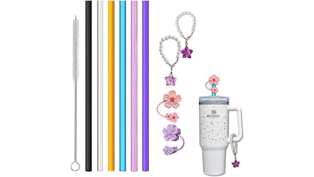 six color reusable straw kit